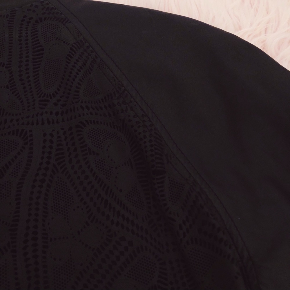ALICE + OLIVIA $1,295 Lace Leather Bomber Jacket - Picture 8 of 8